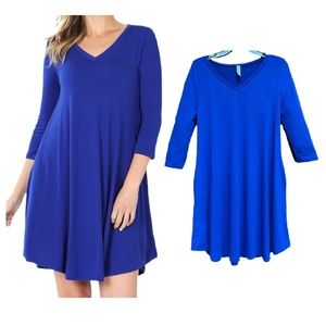 V-Neck Three-Quarter Sleeves Pocket Tunic NWT!